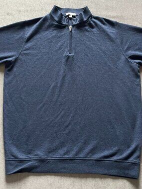 Peter Millar Crown Comfort 1/4 Zip Pullover Men XXL Blue Golf Sweater Preppy